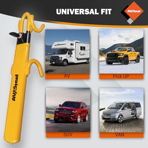 image for AV Steel Steering Wheel Lock, Universal Double Hook Car Theft Preventi