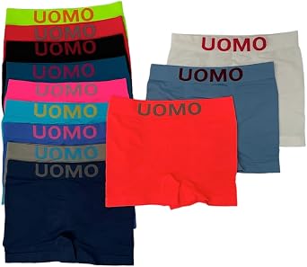 12 Lycra Boxer Briefs Men/Child Seamless Slim Fit Soft Comfortable Vivid Colorful and Assorted