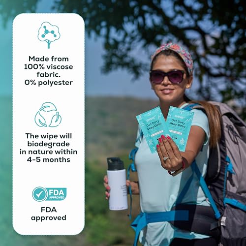 BMore Biodegradable Individually Wrapped Face and Body Wet Wipes | Large 30x30 cm | Daily Use Travel and Outdoor Eco Bath Wipes | Charcoal and Mint Pocket Wipes (Pack of 10) - Image 4