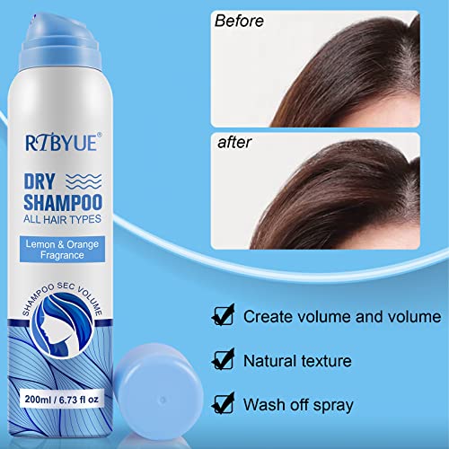 Dry Shampoo, Dry Shampoo Powder Spray, Waterless Dry Hair Shampoo Instantly Absorbs Oil For Refreshed Hair, Nourishing Dry Shampoo For All Hair Types, Dry Shampoo Travel Size 6.73Oz(Lemon & Orange) #TOP6