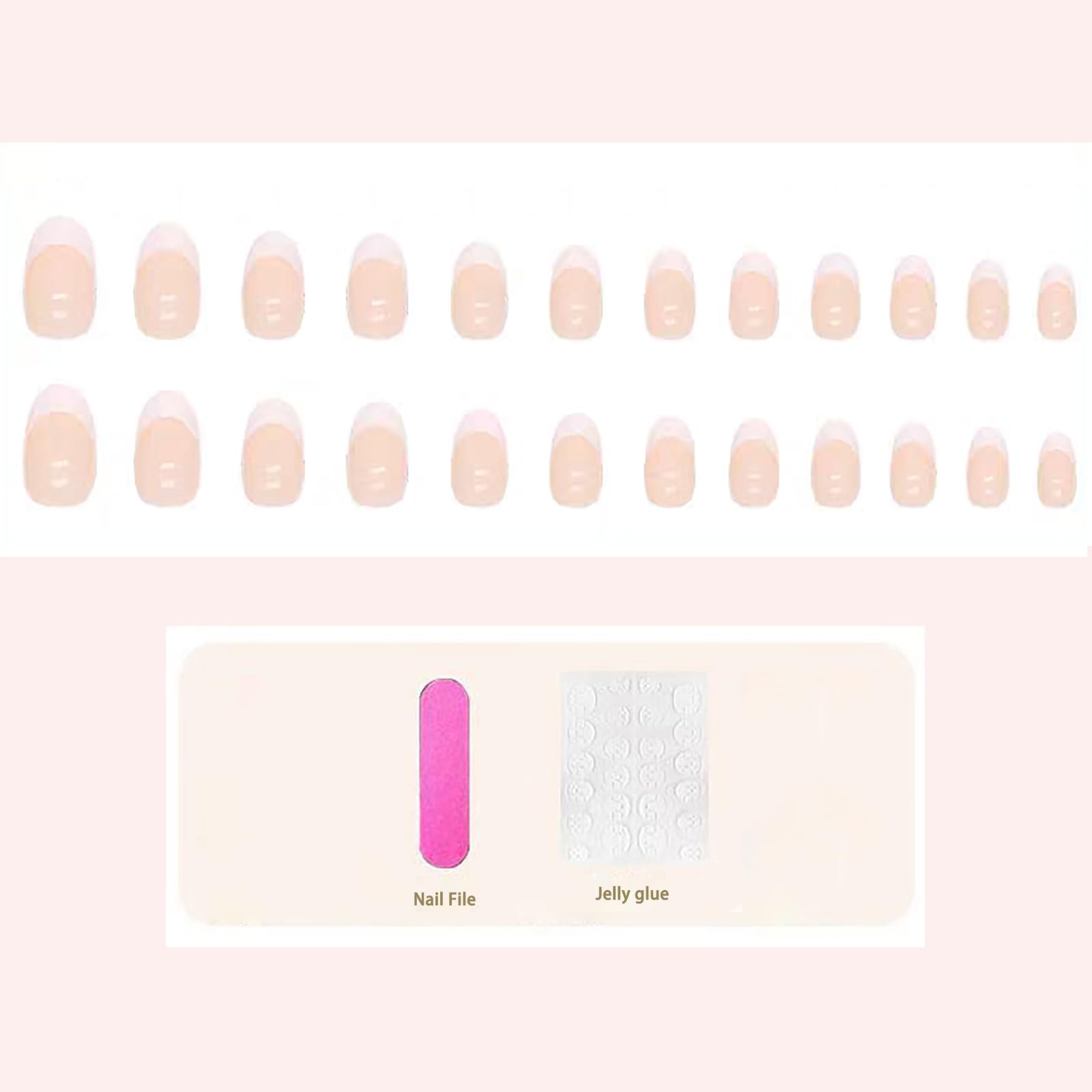 YUISI 24Pcs Press on Nails Kit Reusable Fake Nails Sets, Full Cover Artificial Fingernails, Translucent White Color Nails for Girls(Comes with a Wearable Tool Kit) 4