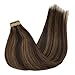 GOO GOO Tape in Hair Extensions Human Hair, 2/6 Dark Brown Highlighted Chestnut Brown, 18inch 50g 20pcs, Thick Ends Straight Seamless Tape in, Invisible Tape in Hair Extensions Human Hair