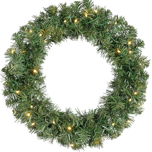 50cm Colour Changing Pre-Lit Wreath Christmas Green Front Door Wreath - 40 Warm White or Multi Coloured LEDs Battery Operated Light Up Indoor and Outdoor Wreath - Image 6
