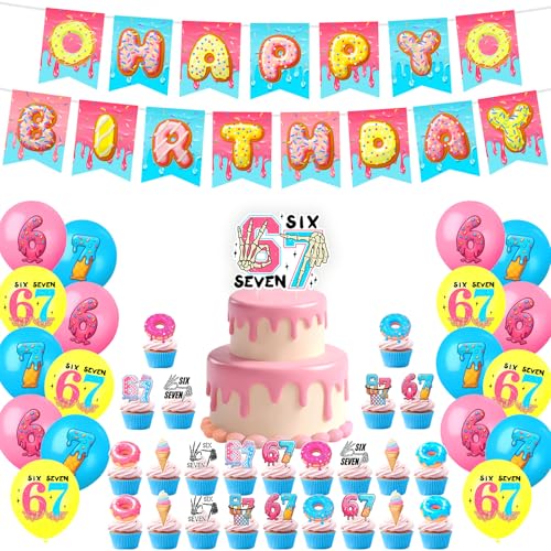 6 7 Birthday Decorations, 67 Meme Themed Birthday Decorations Set