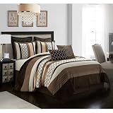 Modern & Contemporary 8 Piece Faux Silk Satin Comforter Set Cal King Size | Tucking Detail Embroider