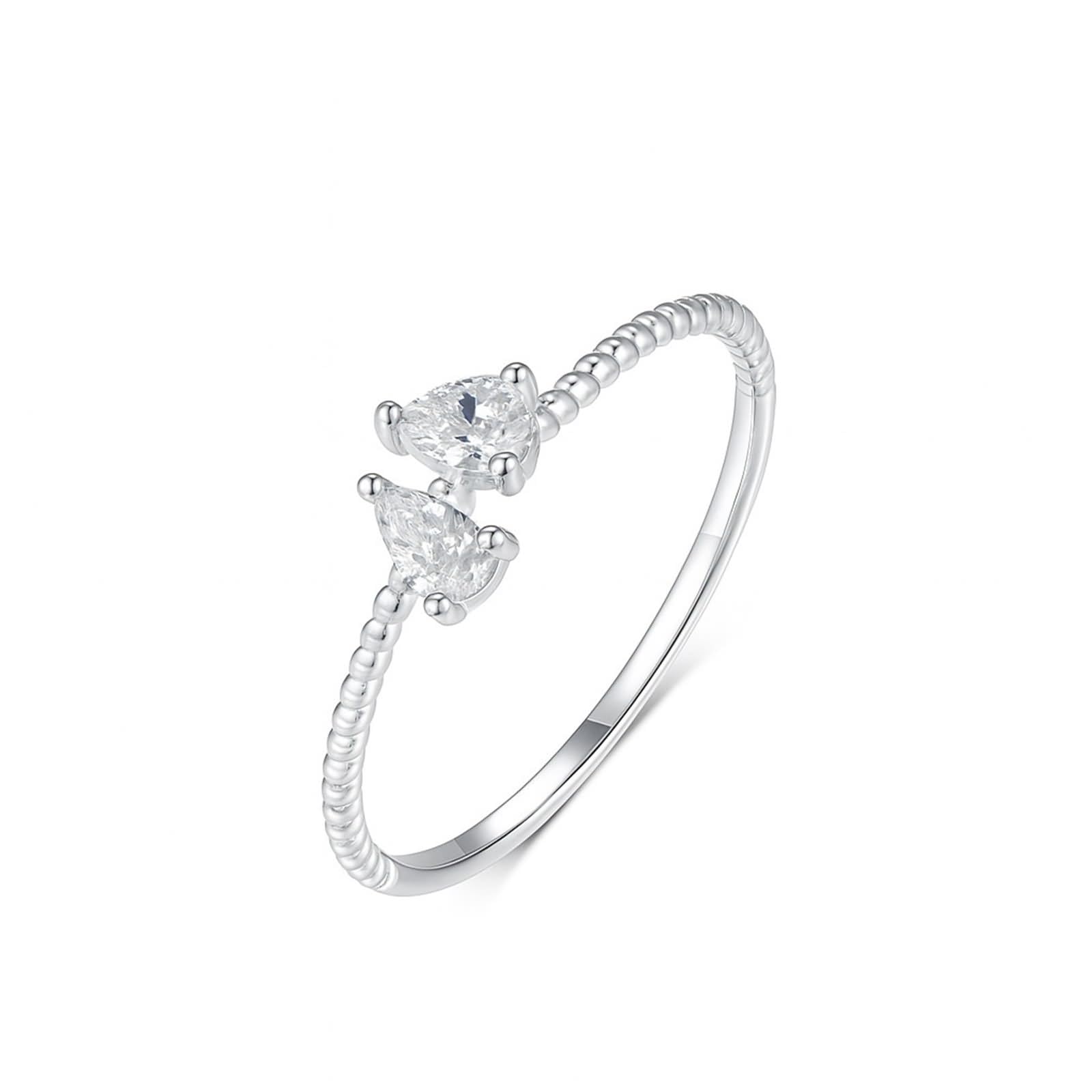 Anillo de boda de moissanita, bonito anillo de promesa trenzado con moissanita en forma de pera