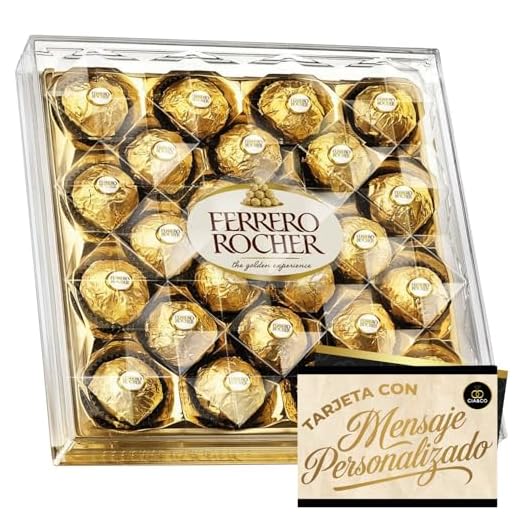 Caja con 24 Bombones Ferrero Rocher 300 g + Tarjeta Personalizable Cía&Co · Edición Especial para Regalo · Bombones Gourmet de Chocolate y Avellanas · Un Detalle Elegante para Sorprender y Emocionar