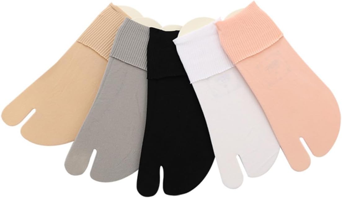 Holibanna 5 Pairs Velvet Toe Socks for Men and Women Summer Thin Split-Toe Slipper Socks Mid-Calf Length Soft Lightweight for Home and Travel Random Color