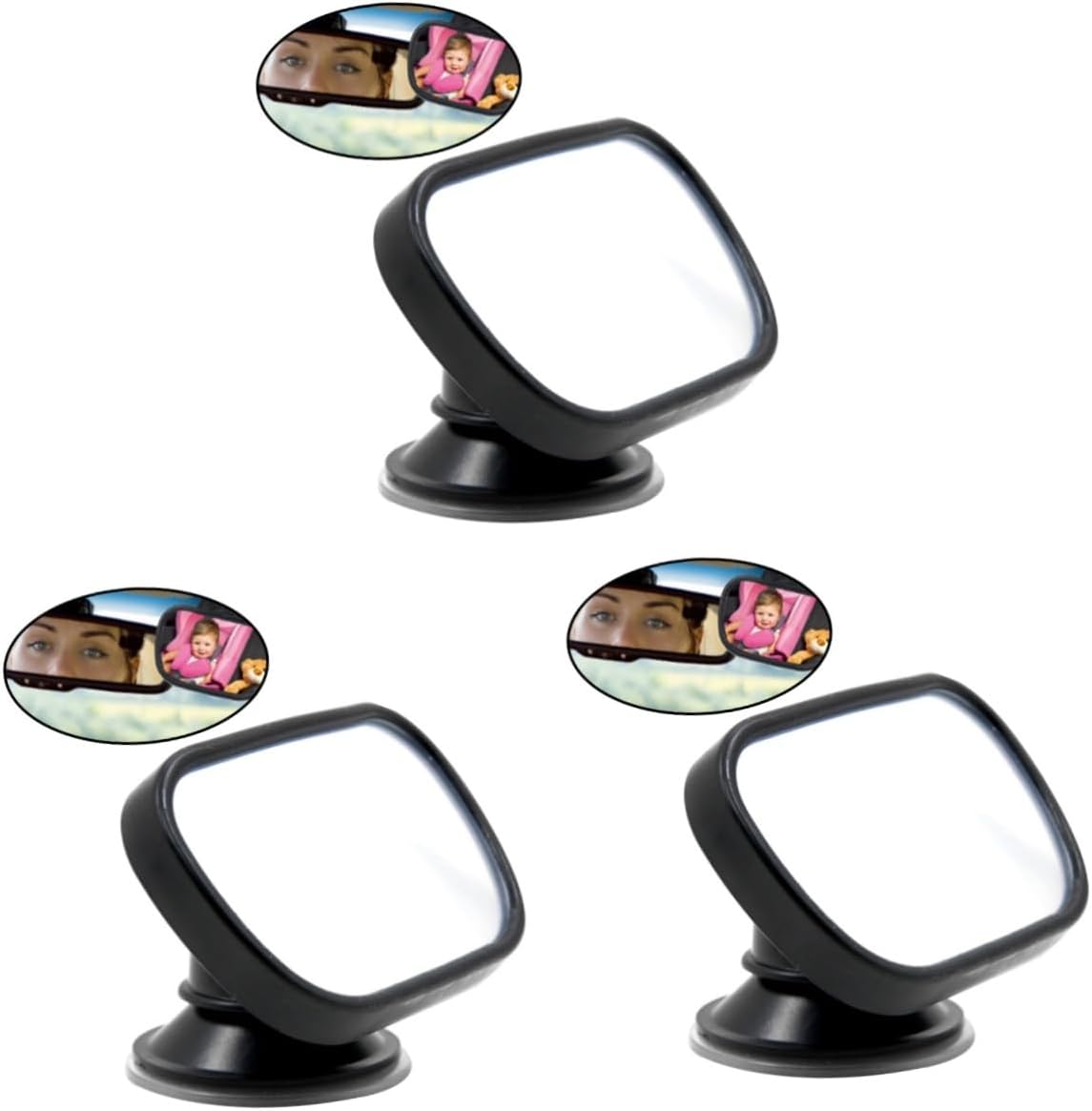 Abaodam 3pcs Adjustable Rear View Mirror -use for Safe Driving and Easy Monitoring of Rear Seats Shatterproof Material for Cars Suvs