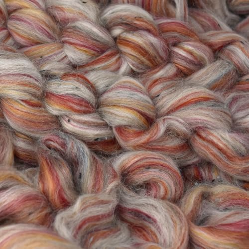 Image of Combed Top Roving. Limited Edition Fiber for Spinning, Needle Felting, Wet Felting, Weaving and Crafting. Fancy, Colorful, Exotic Designer Blend, Ponderosa