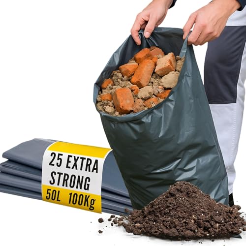 25 Heavy Duty Rubble Sacks -100kg Load - Calzette Extra Strong Rubble Bags