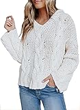 Dokotoo Womens Fall Plus Size Soft Cute Plain V Neck Knitted Sweaters for Women Fashion 2021 Jumpers...