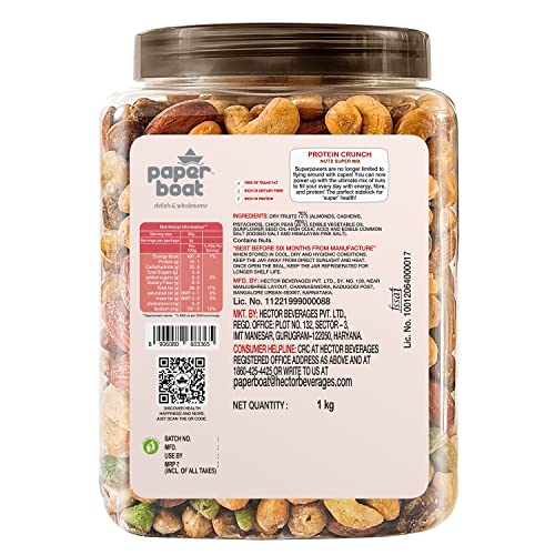 Image of Paper Boat Signature Trail Mix Combo | Protein Crunch Nuts and Seeds Medley (1 X 1000gms) + Honey Glazed Nuts (1 X 200gms)