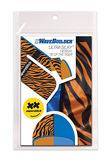 Superstitch Supersilky Ultra Silky Durag x Wavebuilder | 30+ Styles Premium Designer Durags for Men | 360 Waves |Blue and Tiger Print (Tie of the Tiger)3