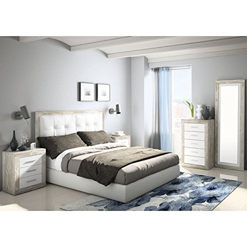 AMUEBLA Dormitorio DE Matrimonio Color Vintage Combinado con Soul Blanco PORO Mate