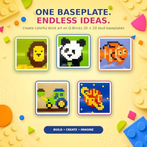 Image of Classic Baseplate - Building Kit for Toddlers & Kids - 20 x 20 Studs - 6.3 x 6.3 inches - Pack of 4 Baseplates - Compatible with Major Brands