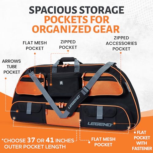 Image of LEGEND Apollo Soft Bow Case - Compound Bow Case with Multiple Storage & Foam Padding, Lightweight Bow and Arrow Case for Archery Accessories, Bow Bag with Arrow Tube Pocket - 40 inch & 44 inch