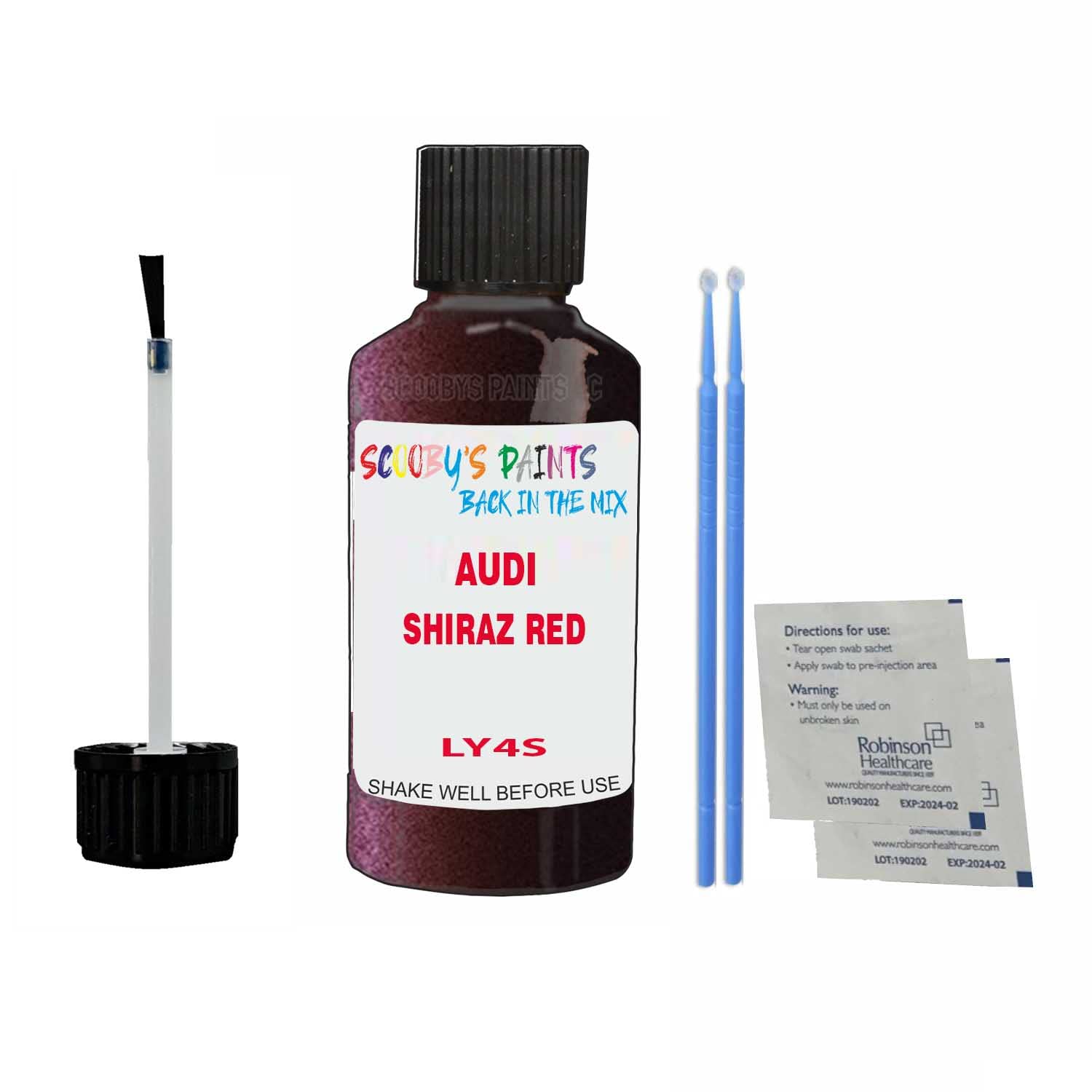 Scoobys Paints Back In The Mix Shiraz Red Touch Up Paint For Audi A1 Sportback Ly4s 2010-2021 30Ml Bottle Brush Scratch Stone Chip Repair Pen