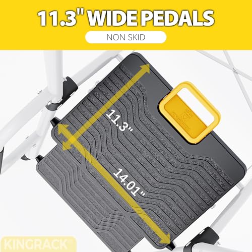 Image of KINGRACK Folding 5-Step Ladder, 800 lbs Capacity Step Stool with Safety Lock, Tool Tray, Non-Skid Wide Steps, Handrail, Household Folding Ladder for Home, Garden, Painting, Outdoor, and Garage, White