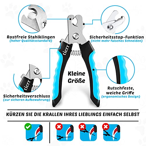 tierr Pfotenreiniger für Hunde | Entfernt Schmutz von Hundepfoten | Gründliche Reinigung mit weicher Bürste | spülmaschinenfest (Blau, Größe M + Krallenschere)