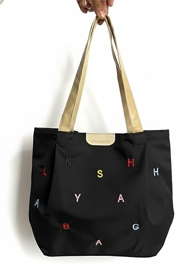 BAGILO Korean Style Heart Embroidery Tote Bag - Cute Shoulder Bag, Student Book Bag, Durable Ladies Handbag, Shopper Bag