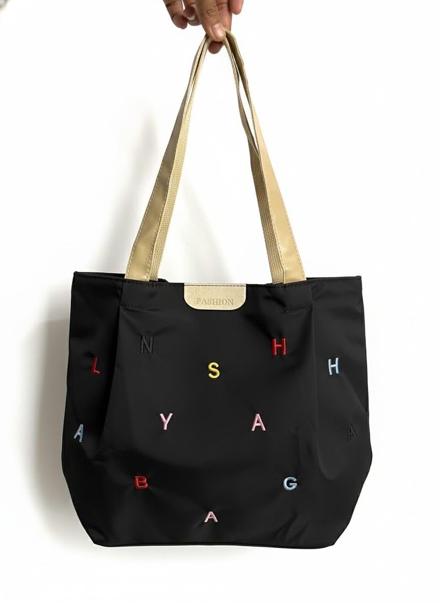 BAGILO Korean Style Heart Embroidery Tote Bag - Cute Shoulder Bag, Student Book Bag, Durable Ladies Handbag, Shopper Bag