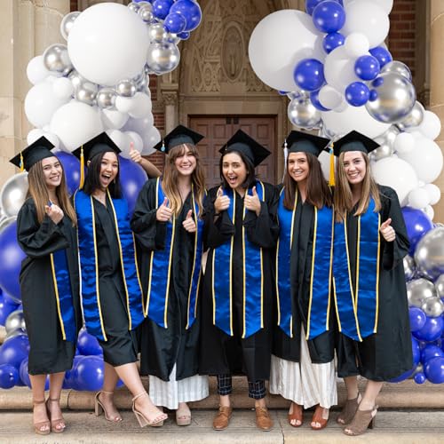 154pcs Blue White Silver Balloon Arch Kit - 18 12 10 5inch Royal Blue, Metallic Silver Confetti Balloon Garland for New Year Eve, Graduation, Birthday Party Decoration - Image 6
