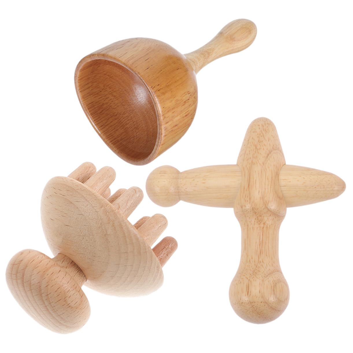 FRCOLOR 3 Sätze Haushaltsschröpfen Buchenholz Massagegerät Schabebrett Holztherapie Massagebecher Pilzkopfmassagegerät Massageset Tragbar Tiefes Gewebe Massieren Stöcke Bildhauerei Körper