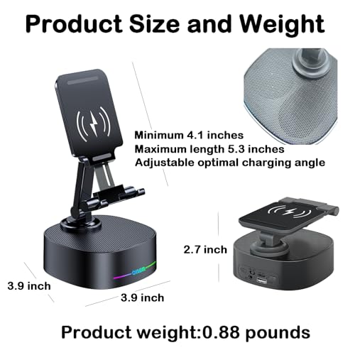 Xiaobaolu WYS-02BT Bluetooth Speaker With Wireless Charging And Cell Phone Stand,Best Bluetooth Speaker For Iphone/Ipad/Samsung Galaxy,Hd Surround Sound Perfect thumb #5