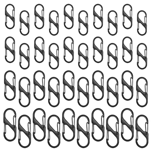 40Pcs Zipper Clips Anti Theft, Double Carabiner Clip, Zipper Locks, Dual Hook Carabiner Lock Zipper Pull Replacement Deterrent, Backpack Lock for Bag Luggage Backpack Purse Travel Suitcase, 4 Size
