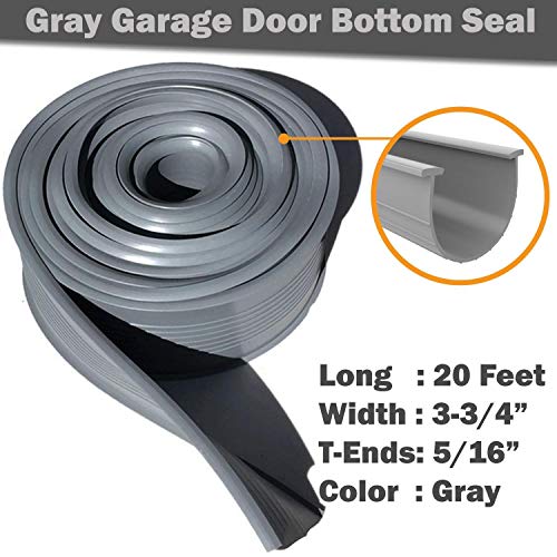 The 2021 Gray Garage Door Bottom Seal | 20 Foot, 3.5-3.75 Inch Width Garage Rubber Replacement Kit | T-Ends (1/4-5/16 Inch) Garage Door Weather Seal Threshold Strip | Easily Cut & Adapt to Doors - Thumbnail 7