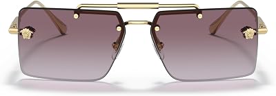 Versace VE 2245 10028H Gold Metal Rectangle Sunglasses Purple Gradient Lens