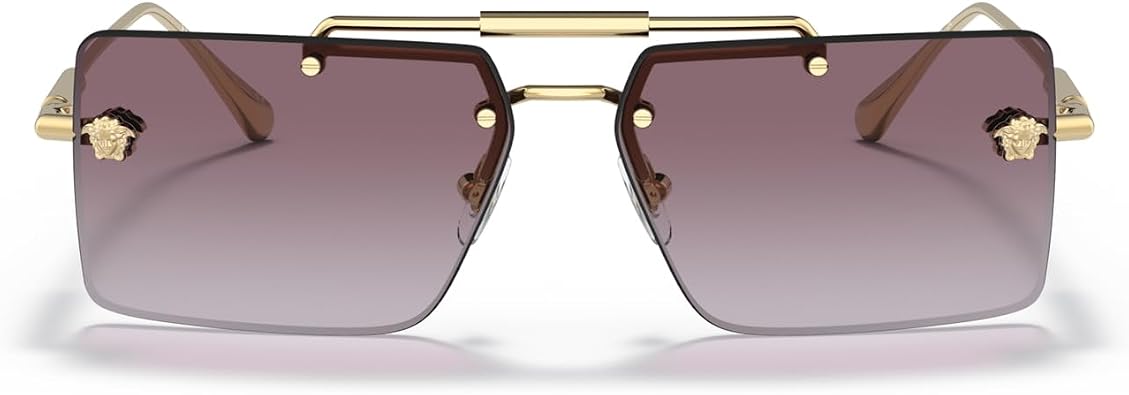 Versace VE 2245 10028H Gold Metal Rectangle Sunglasses Purple Gradient Lens