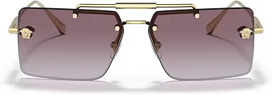 Versace VE 2245 10028H Gold Metal Rectangle Sunglasses Purple Gradient Lens