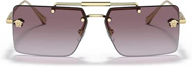 Versace VE 2245 Women's Rectangle Sunglasses, Gold Frame, Purple Gradient Lenses