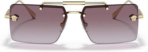 Versace VE 2245 10028H Gold Metal Rectangle Sunglasses Purple Gradient Lens