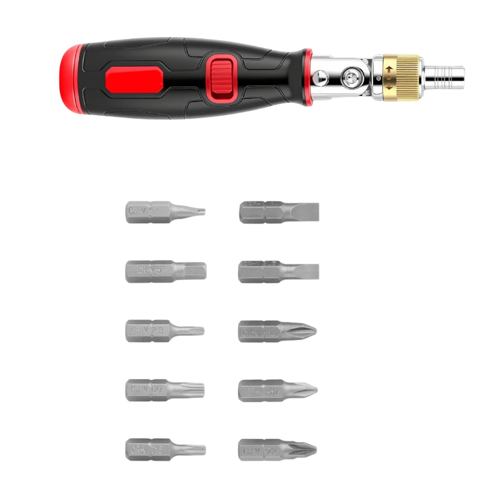 Kaccde Red Multi-Angle Ratcheting Screwdriver With 10 Interchangeable Heat-Treated Bits For Electronics Repair Professional Multi Angles Ratchets Screwdriver Set
