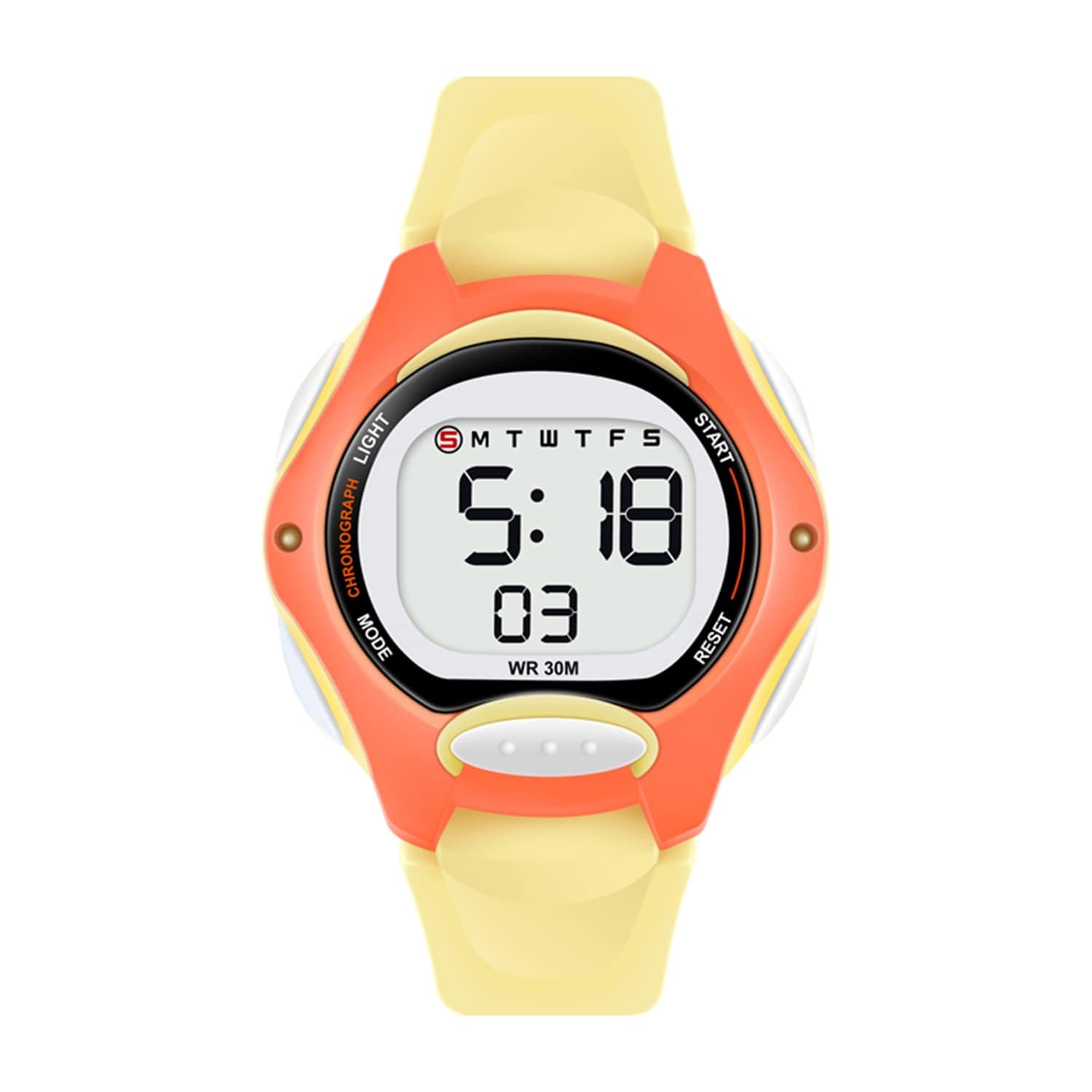 Shocknshop Silicone Round Digital Led Child Kids Children Unisex Watch For Boys & Girls Perfect For 3-12 Years -W330 (White Dial & Yellow Strap) (B0D7HCKWWH) Amazon Price History, Amazon Price Tracker