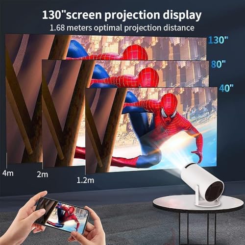 Image of Mini Portable Projector 4K - 200 ANSI Smart Projector with WiFi 6, BT 5.0, 130 Inch, Video Projector 180 Degree Flip Auto Keystone