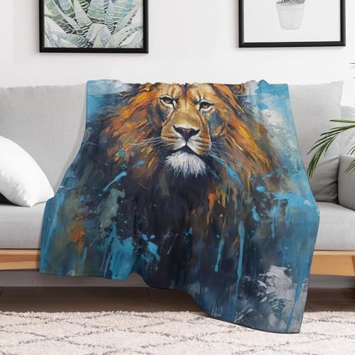 Couverture polaire lion plaid canape flannel doux lit chaud 130x150