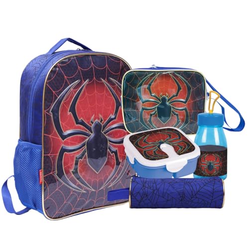 Kit Mochila Costas 5 Itens Super Spider Meninos Escolar (PRETO)