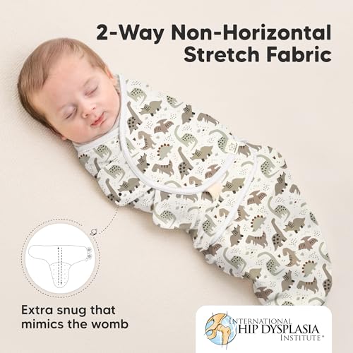 Image of 3-Pack Organic Baby Swaddle Sleep Sacks - Swaddles for Newborns, Infant 0-3 Months, Baby Girls, Boys, Soft & Snug Newborn Sleep Sack, Nursery Swaddling Blankets (Dino Ridge, OS)