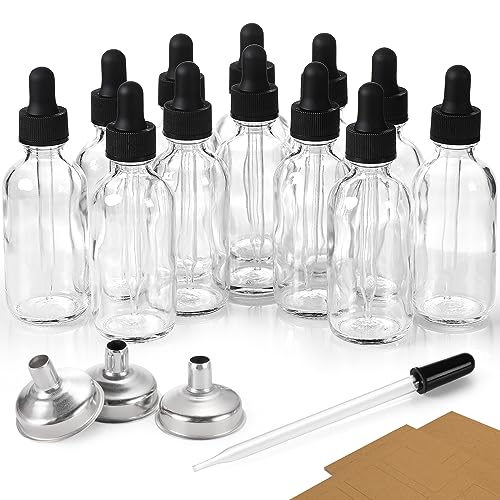 Aozita Z55-2OZHT12 12 Pack, 2 Oz Glass Eye Dropper Bottles W/ 3 Stainless Steel Funnels & 1 Long Pipette Dropper & 24 Labels thumb #7