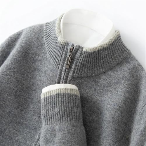 Men’S Merino Wool Warm Sweater Thickened Cardigan Patchwork Knitted Tops Zipper Turtleneck Long Sleeve Outerwear4