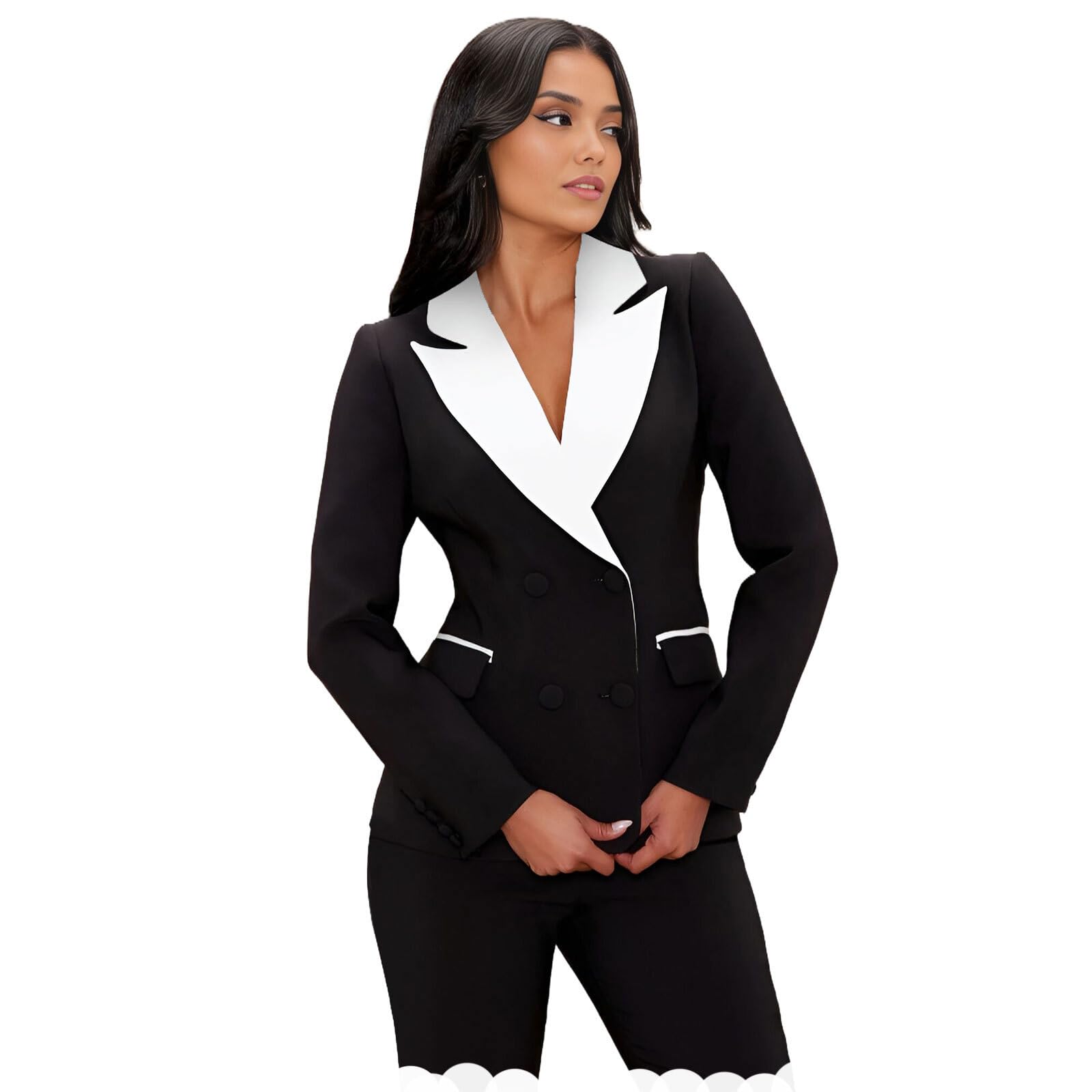 TIANMEI Womens Suits 2 Piece Tuxedo for Women Double Breasted Prom Suit Lady Slim Fit Womens Tuxedo Casual