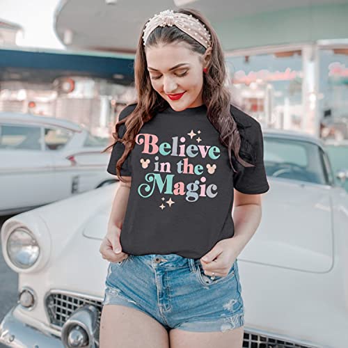 FRYAID Magical Shirt Women Believe in The Magic Tshirt Kingdom Castle Tie Dye Tee Family Holiday Vacation Short Sleeve Tops2