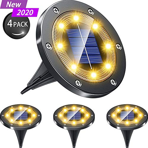 Preisvergleich Produktbild Solar Bodenleuchte Garten Grid Design Shell, Solar Bodenleuchten Aussen Wasserdichte, Solarleuchten Garten für Pathway Garden Yard Landscape Patio Lawn - Warmweiß (4er Pack)