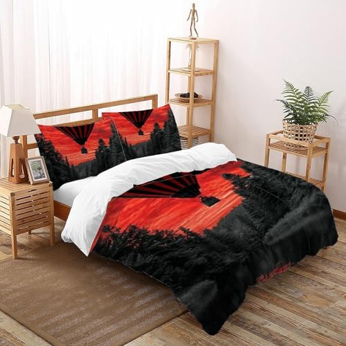 Housse de couette montgolfière imprimé 3D en microfibre douce zippée 200x200cm