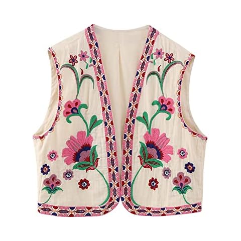 Gilet Hoomall Fleurs Brodées Femme Cover