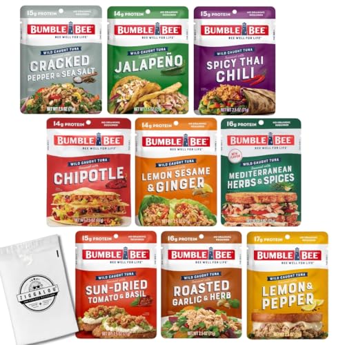 ZIGGALOU® Variety Gift Basket Assortment of Bumble Bee Tuna Pantry Staple Pouches - 9 Flavor (9 Count)